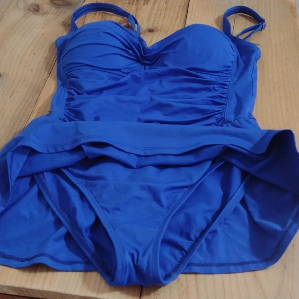 La Blanca Island Goddess Royal Blue Swim Dress Size 14